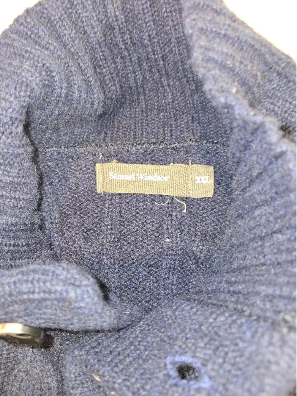 Samual Windsor Mens XXL 💯 wool Cardigan Navy Cable-knit Grandpa Dad Core
